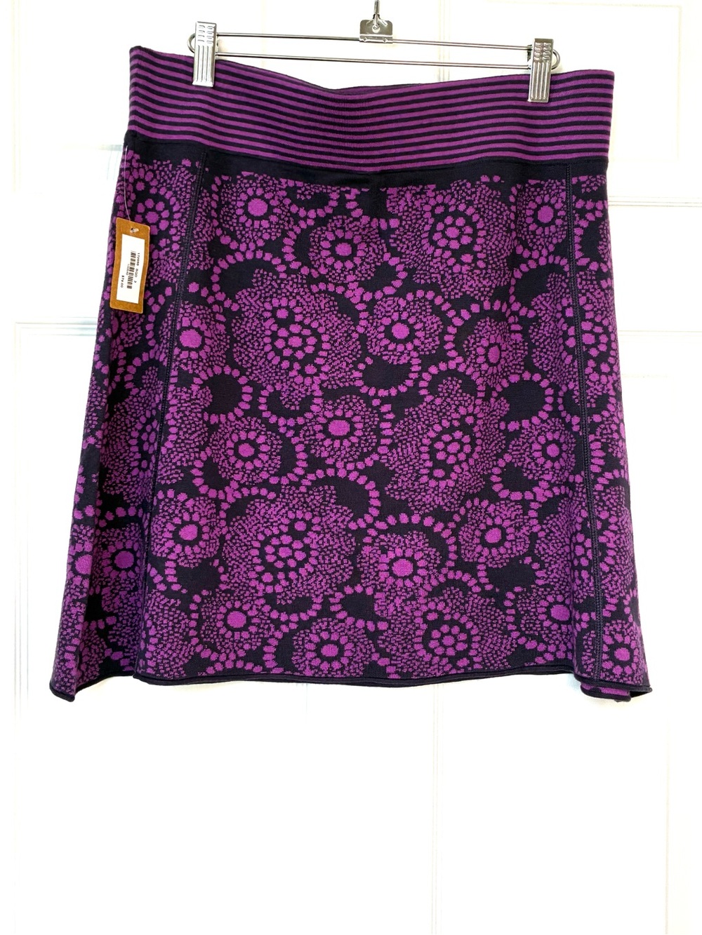 Title Nine Mobetta Purple Floral Sweater Skirt Womens Large Pull On Soft Cozy